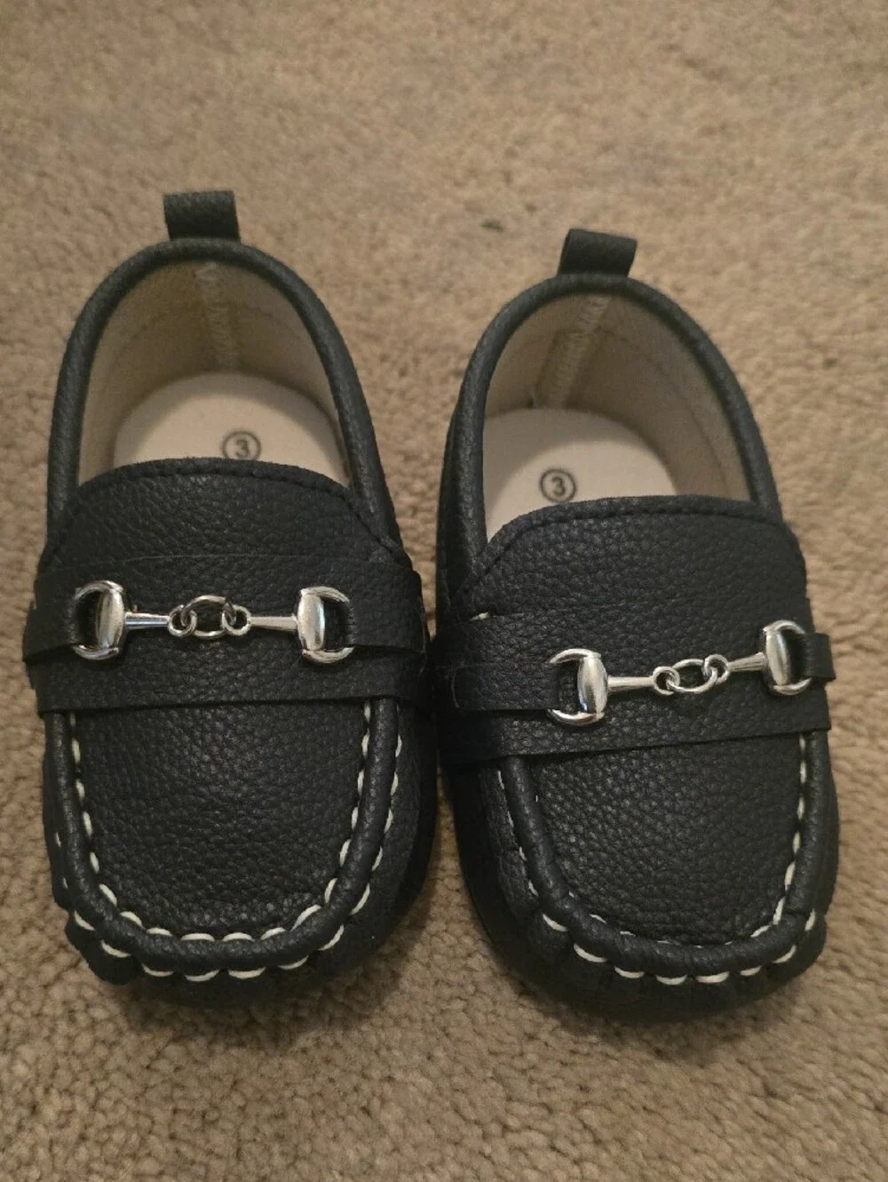 Lucky Brand Navy Blue/Silver Infant Crib Shoes with Silver Hardware